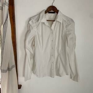Vintage Y2K The Limited Puff Sleeve Pure White Button Down Long Sleeve Shirt